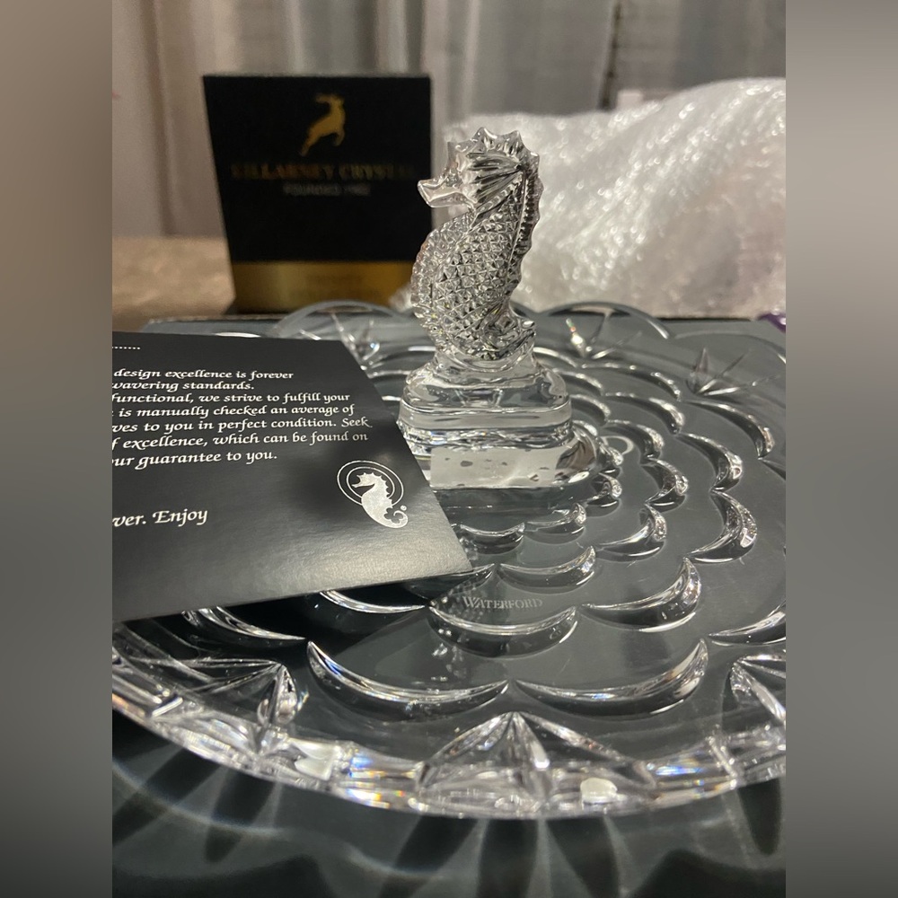 Waterford Crystal Seahorse Platter NWT